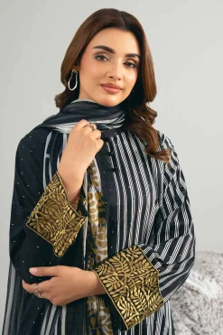 3 Piece - Printed Embroidered Suit - 42502030