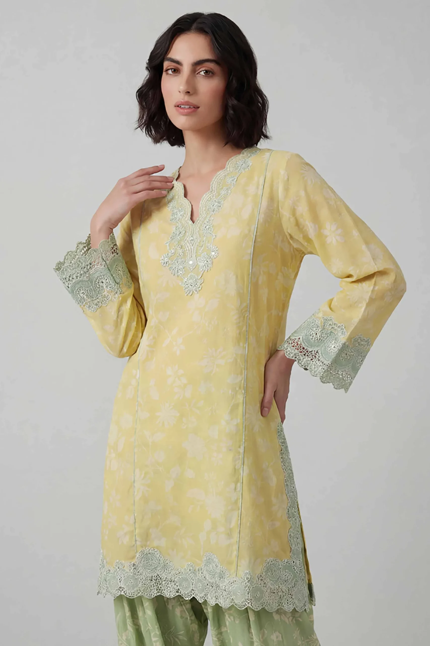 2 Piece - Printed Embroidered Suit - 42601671