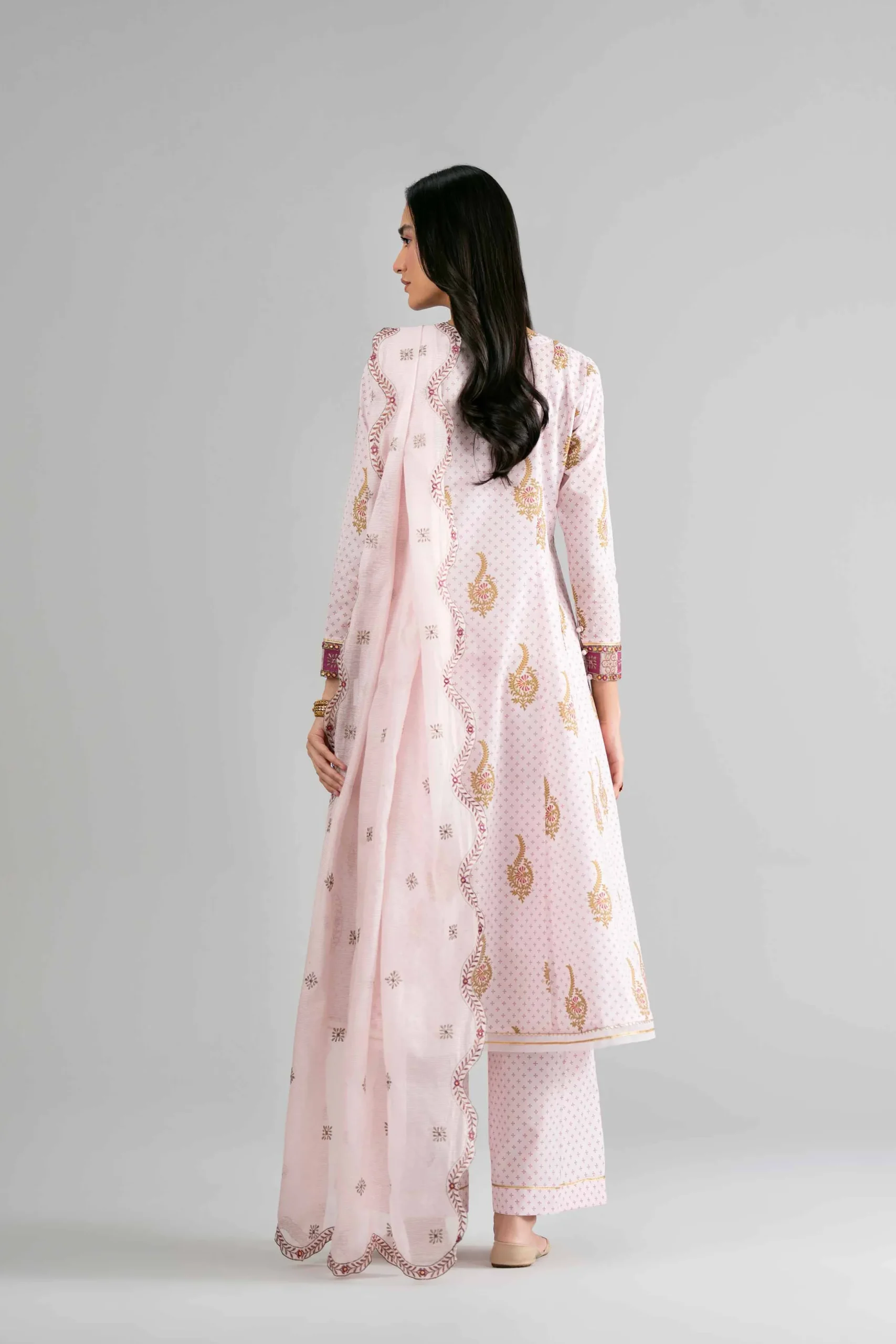 3 Piece - Printed Embroidered Suit - PMD26-44 M