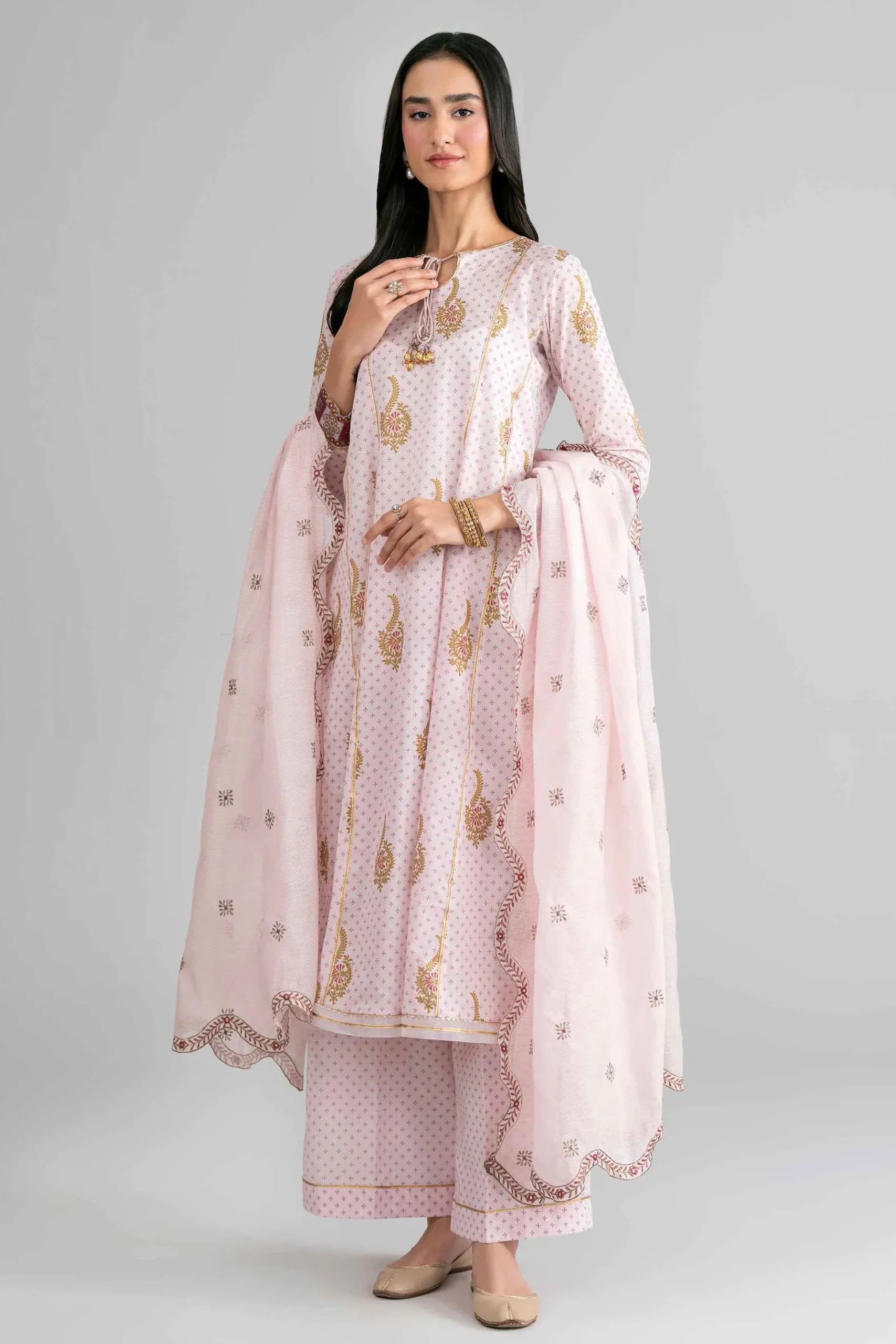 3 Piece - Printed Embroidered Suit - PMD26-44 M