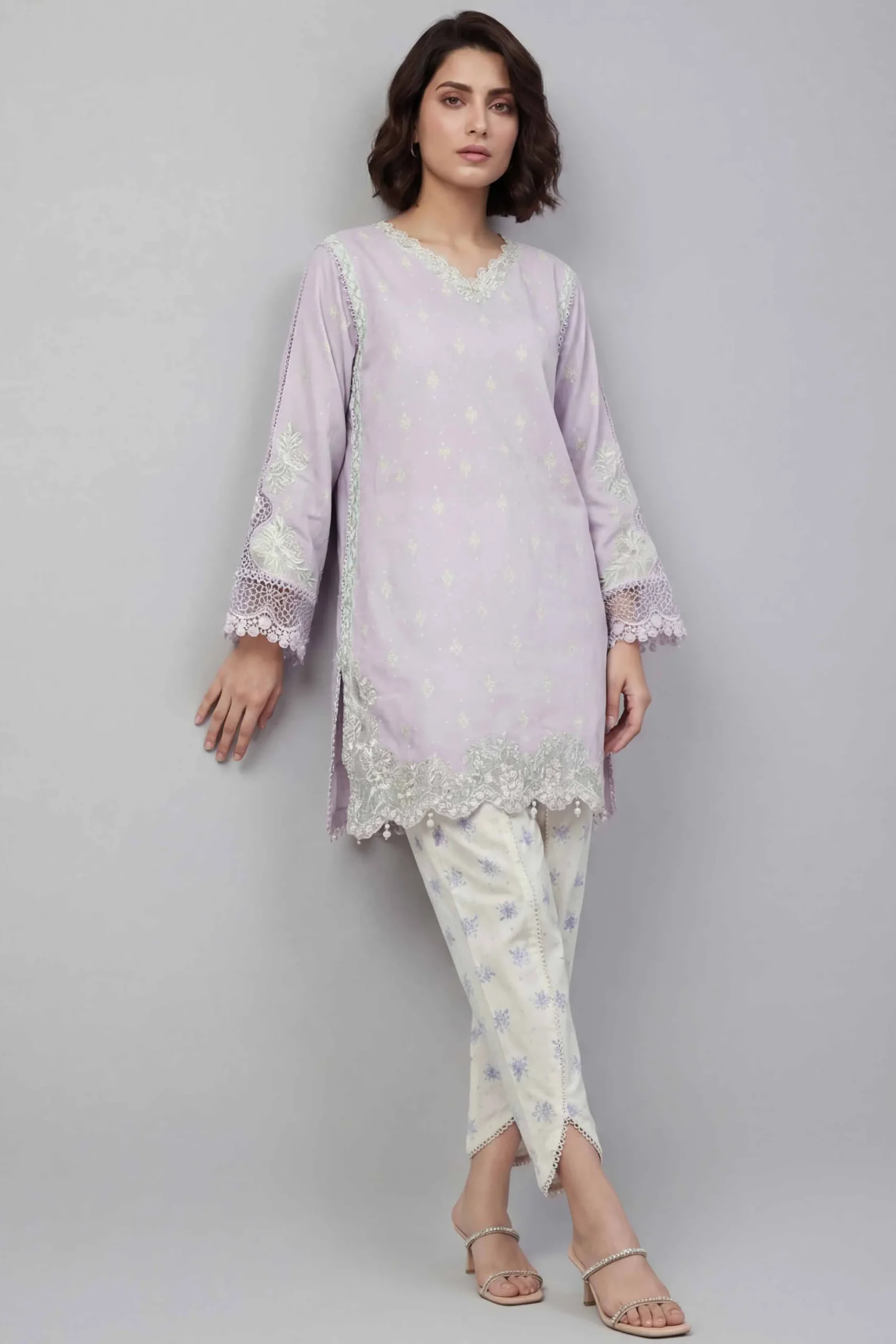 2 Piece - Printed Embroidered Suit - 42601667