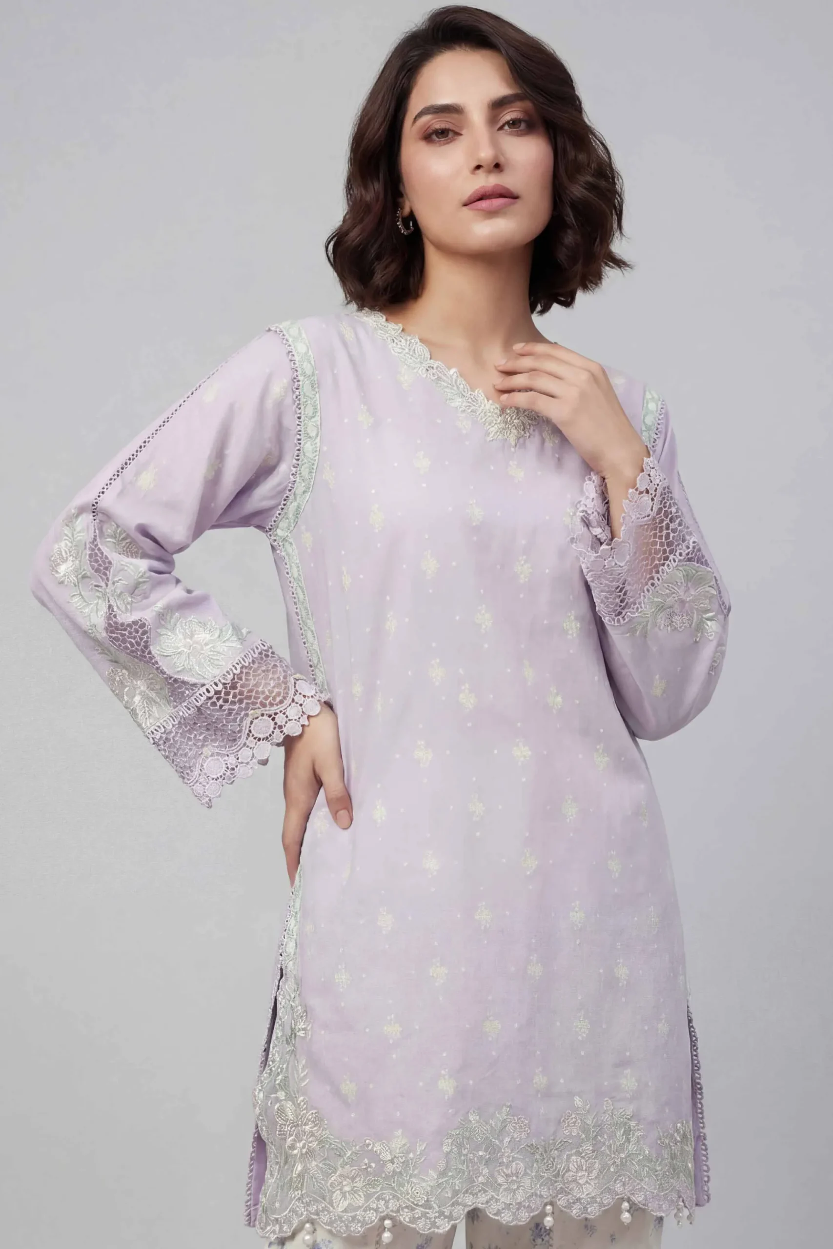 2 Piece - Printed Embroidered Suit - 42601667