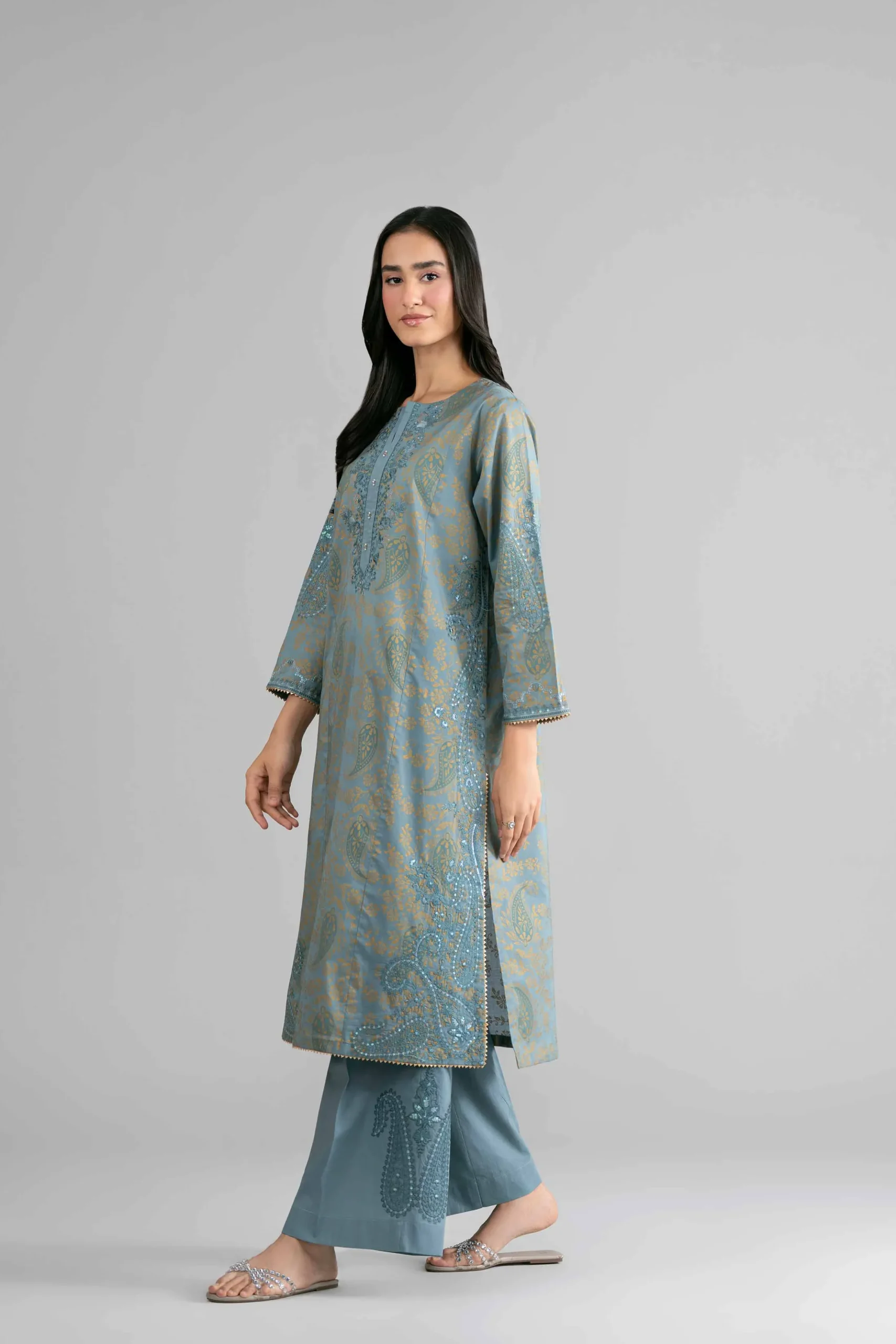 2 Piece - Printed Embroidered Suit - PMD26-05 M