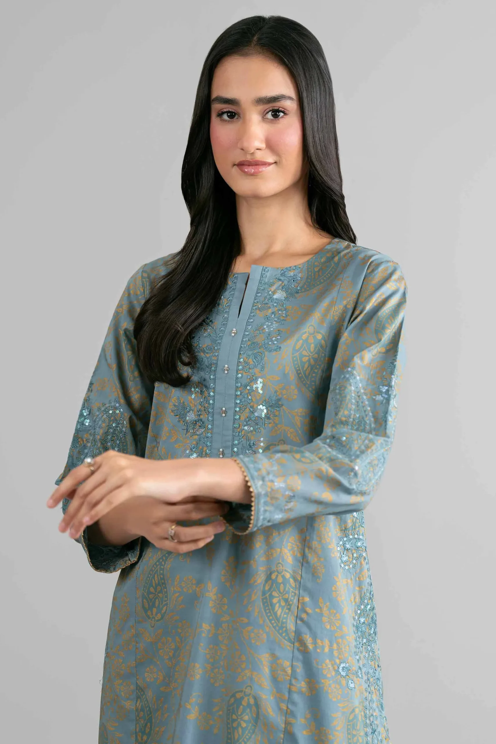 2 Piece - Printed Embroidered Suit - PMD26-05 M