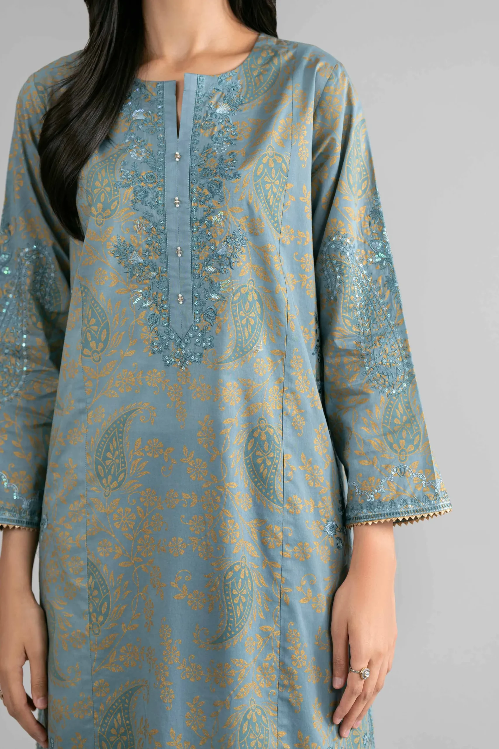 2 Piece - Printed Embroidered Suit - PMD26-05 M