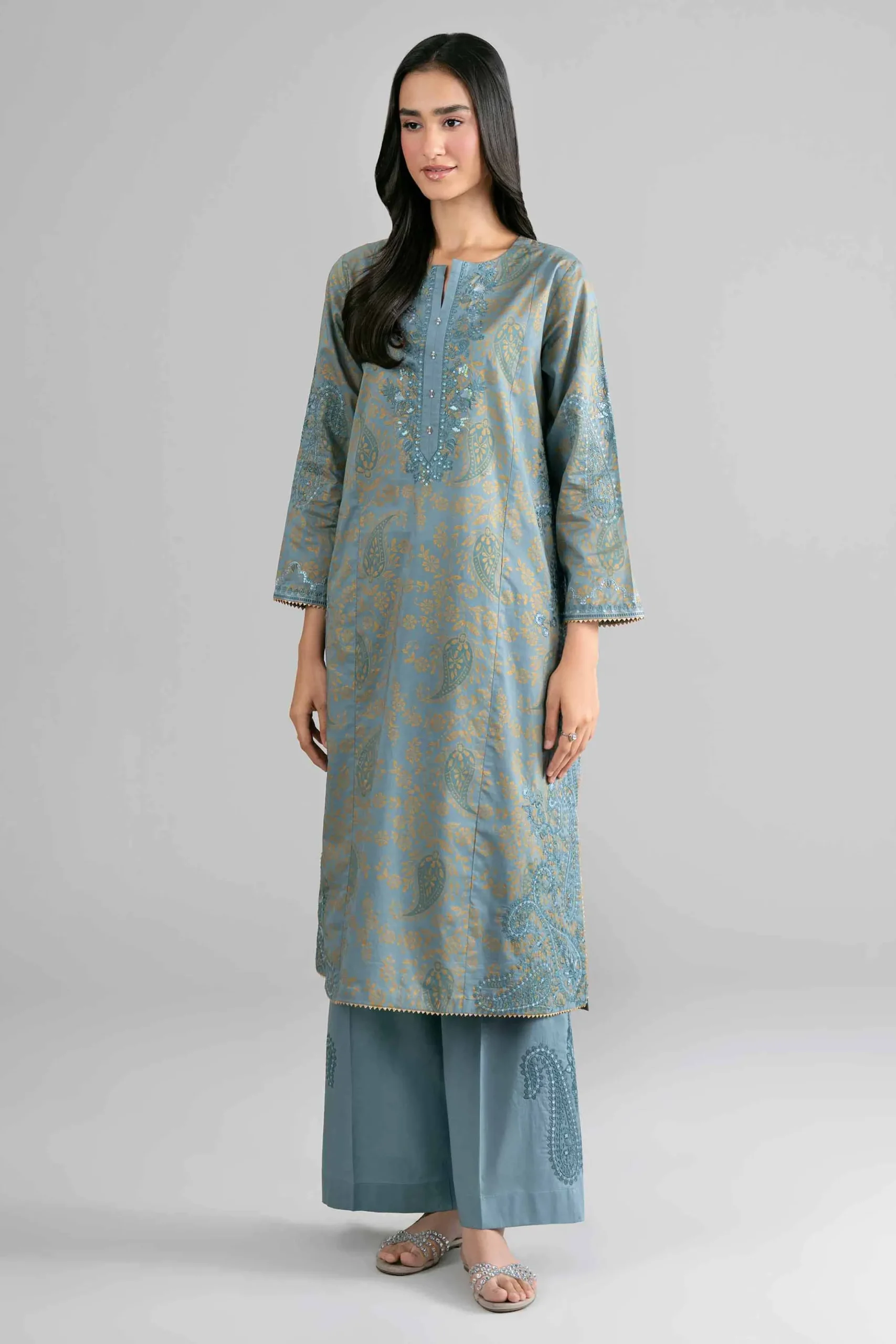 2 Piece - Printed Embroidered Suit - PMD26-05 M