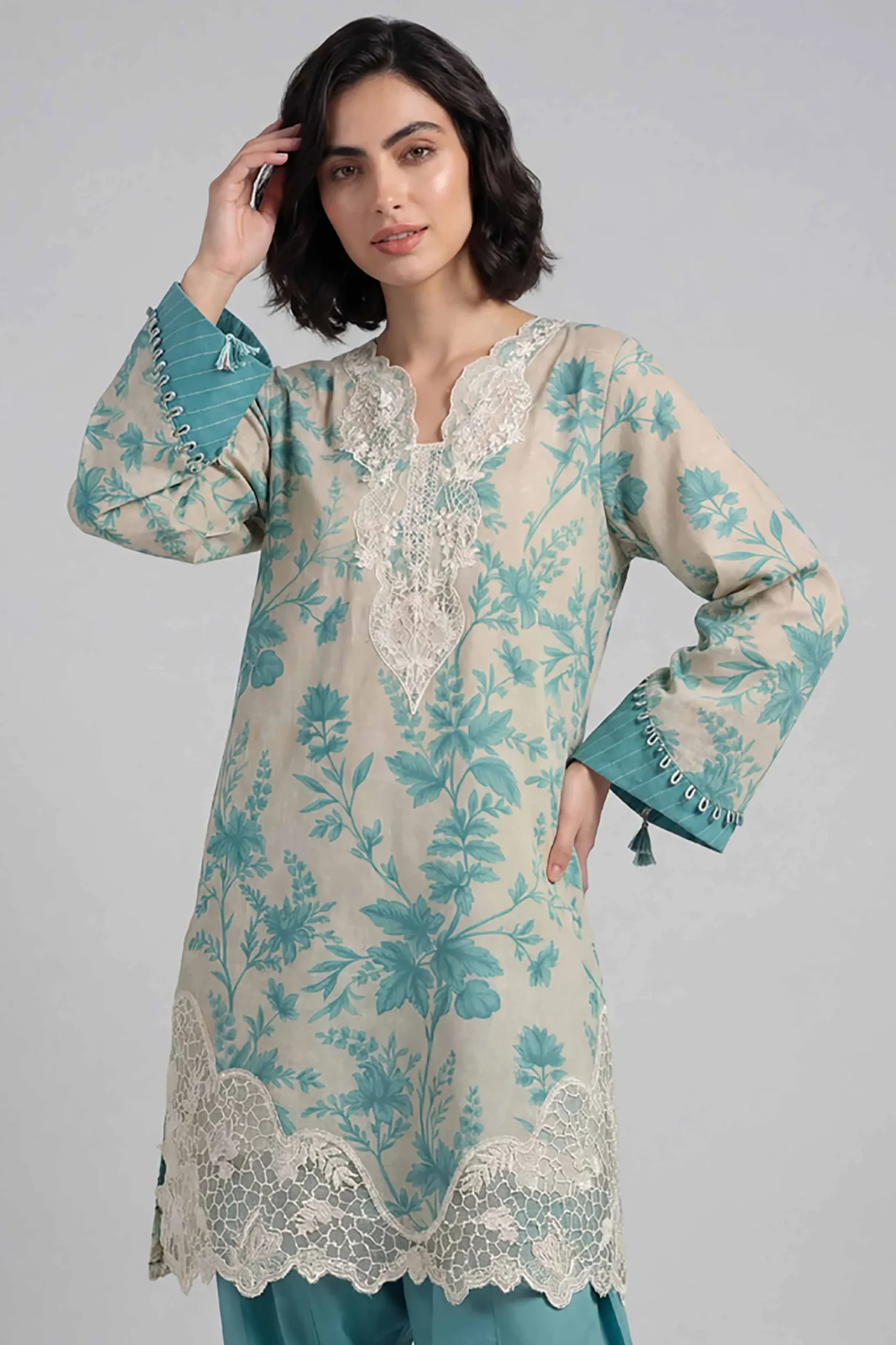 2 Piece - Printed Embroidered Suit - 42601655
