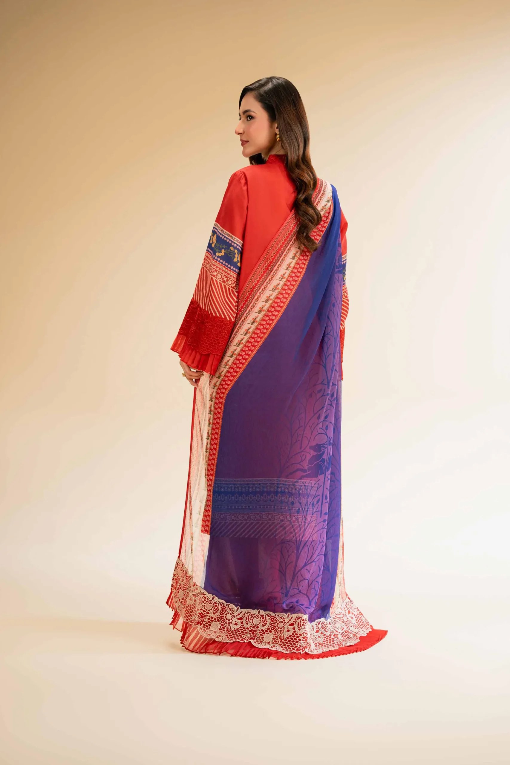 3 Piece - Printed Embroidered Suit - 42519396