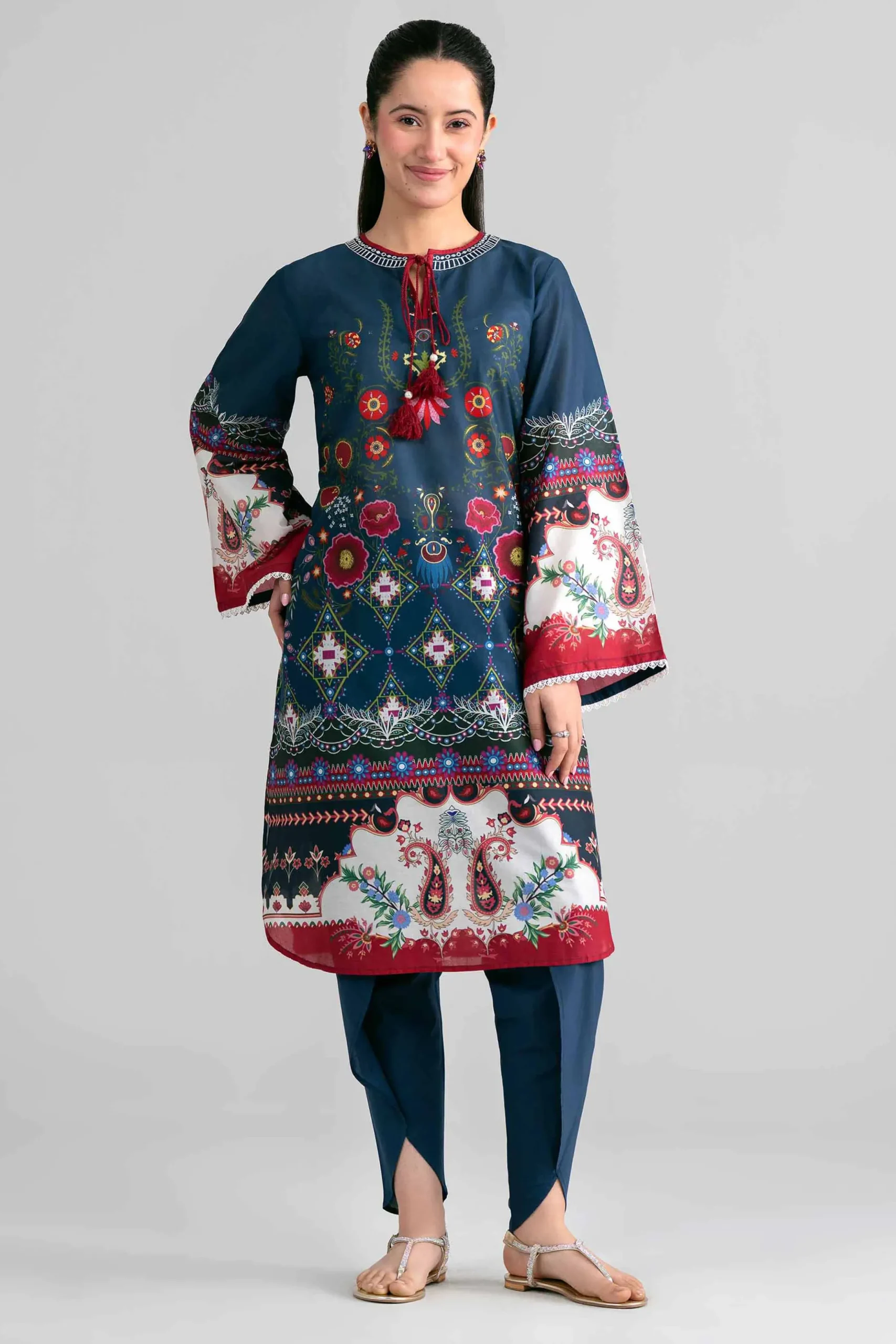 2 Piece - Printed Embroidered Suit - PE26-592