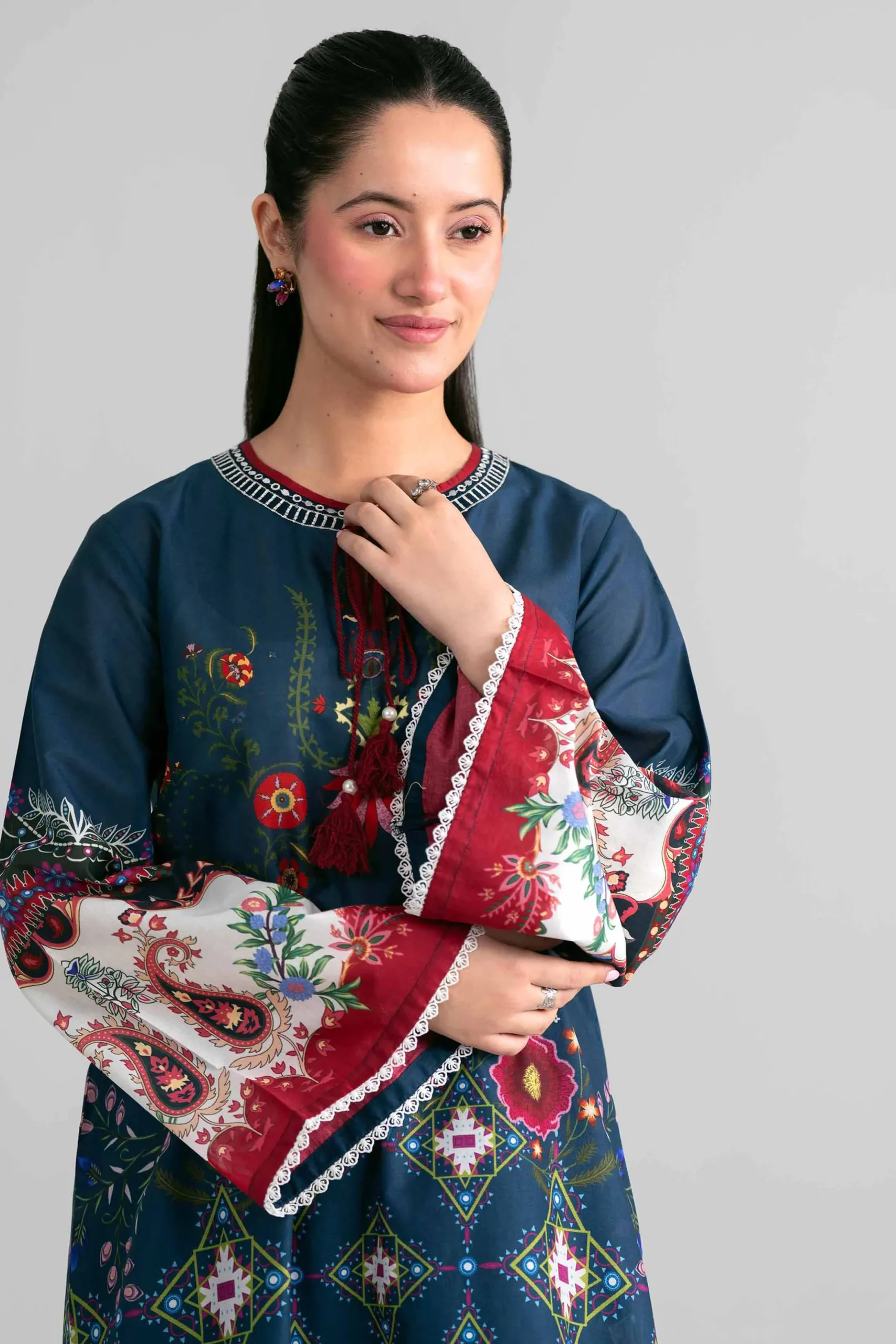 2 Piece - Printed Embroidered Suit - PE26-592