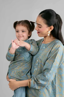 2 Piece - Printed Embroidered Suit - PMD26-05 D