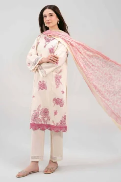 3 Piece - Printed Embroidered Suit - 42601276