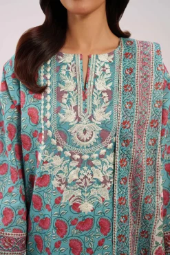 3 Piece - Printed Embroidered Suit - 42601168