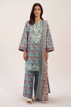 3 Piece - Printed Embroidered Suit - 42601168