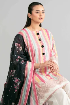 3 Piece - Printed Embroidered Suit - 42601855
