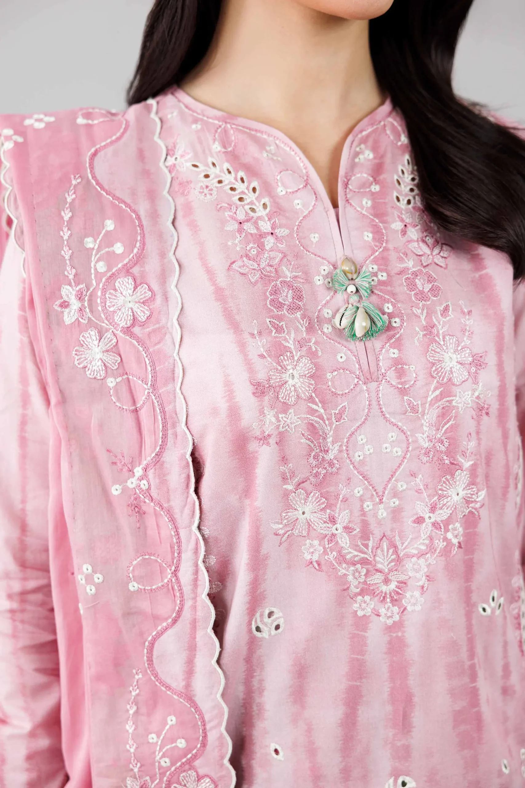 3 Piece - Printed Embroidered Suit - 42601810
