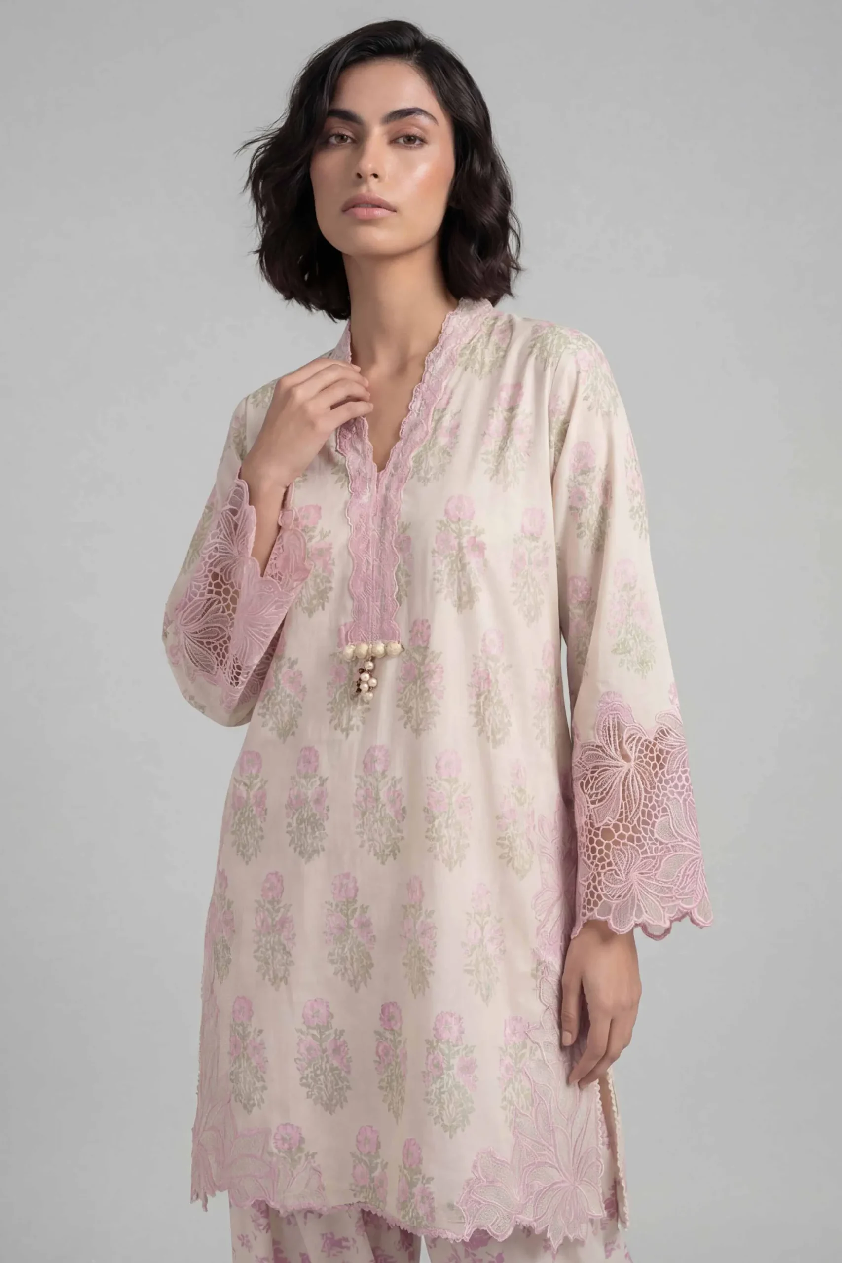 2 Piece - Printed Embroidered Suit - 42601664