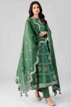 3 Piece - Printed Embroidered Suit - 42601821