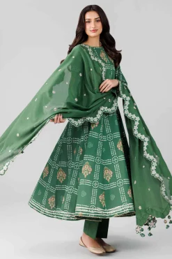 3 Piece - Printed Embroidered Suit - 42601821