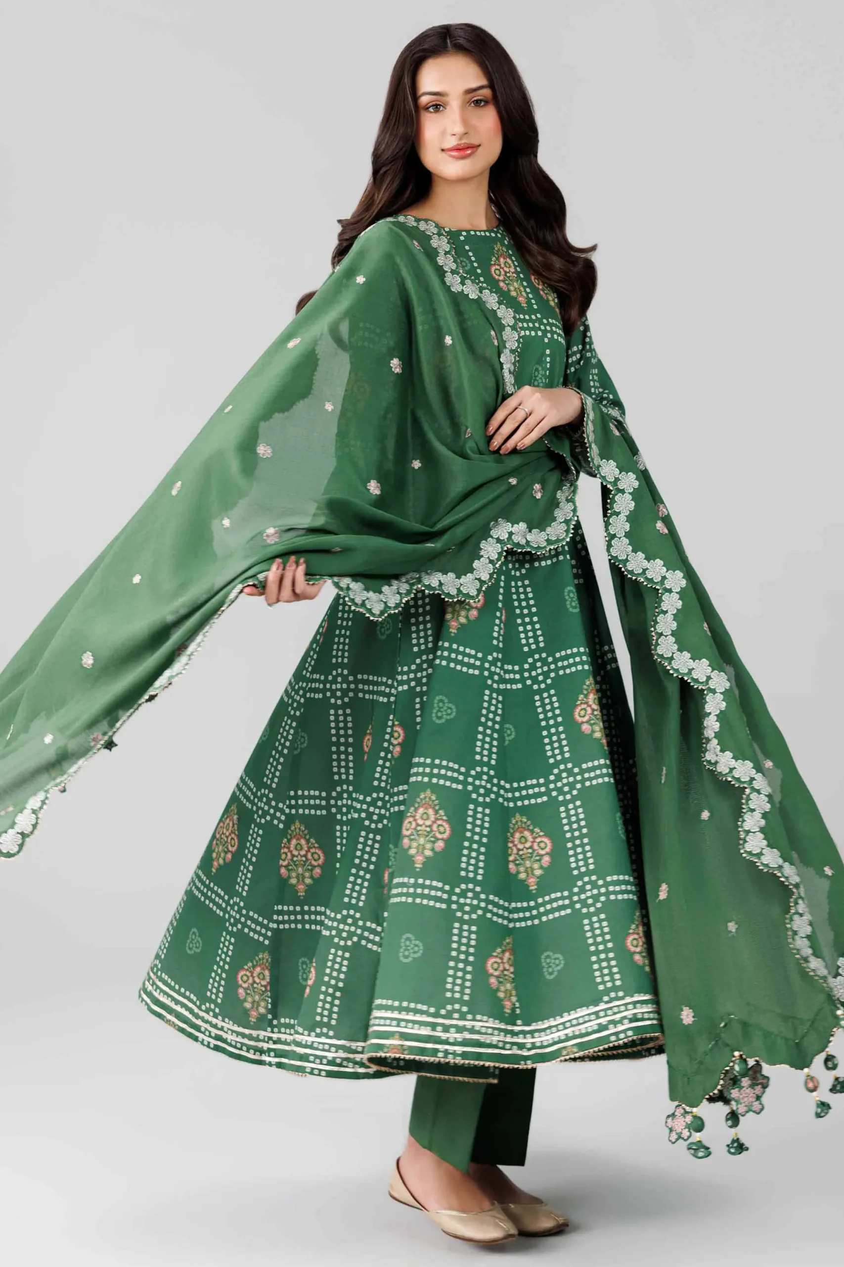 3 Piece - Printed Embroidered Suit - 42601821