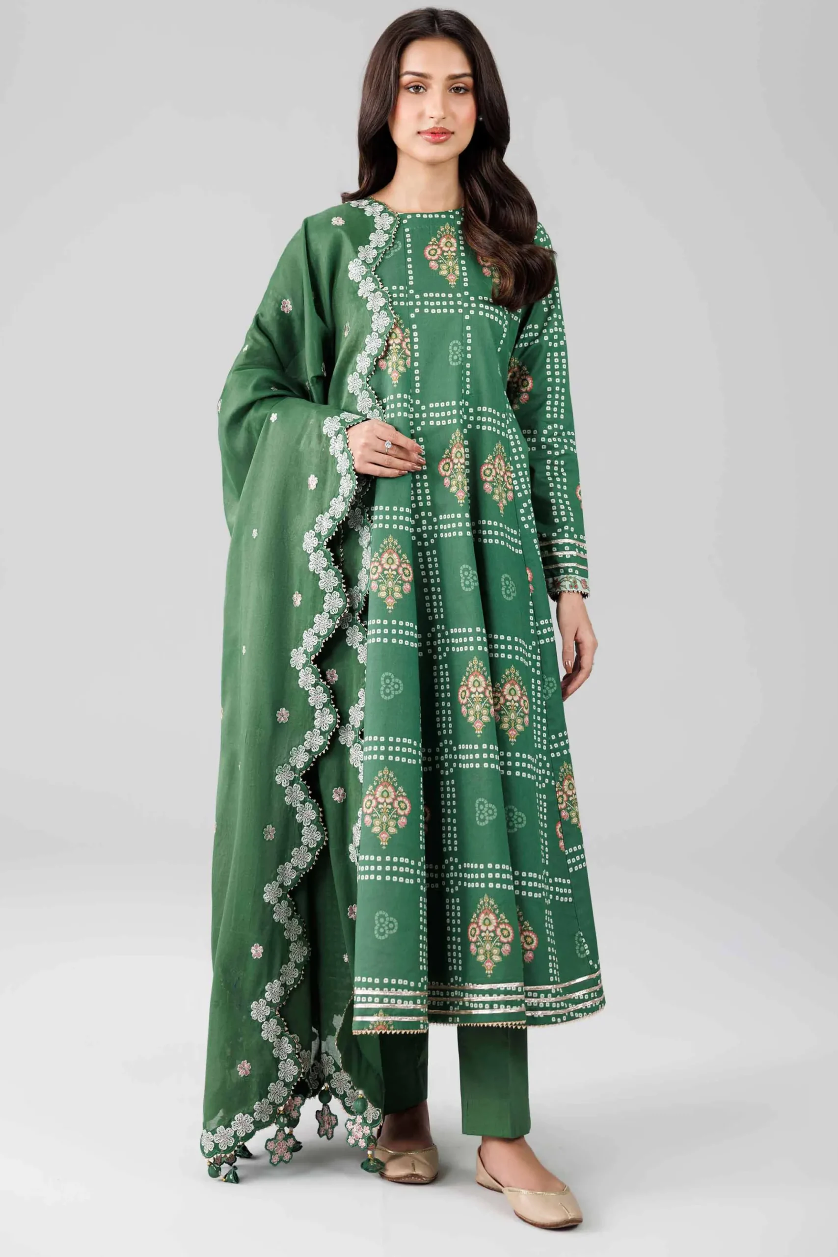 3 Piece - Printed Embroidered Suit - 42601821