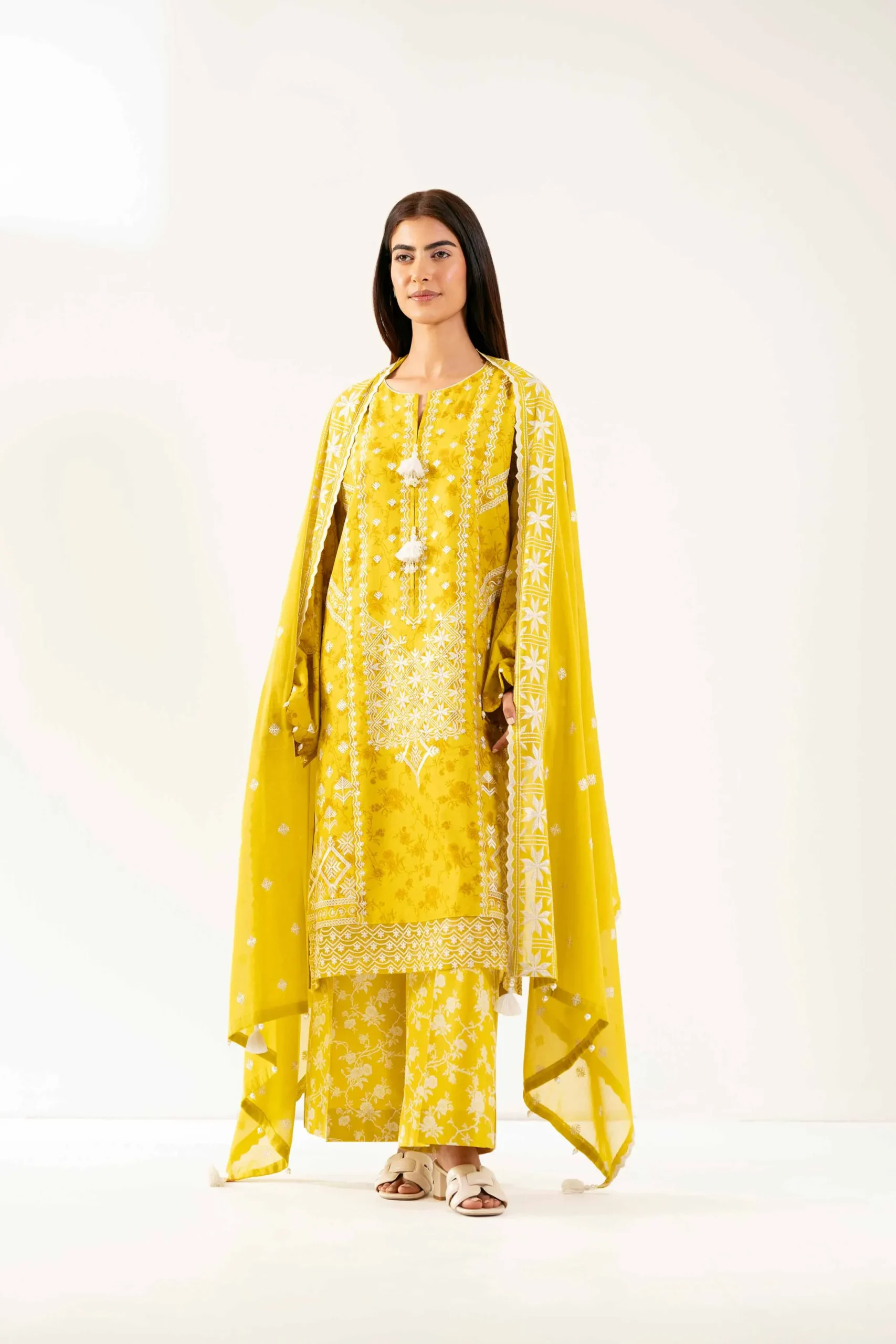 3 Piece - Printed Embroidered Suit - 42501871