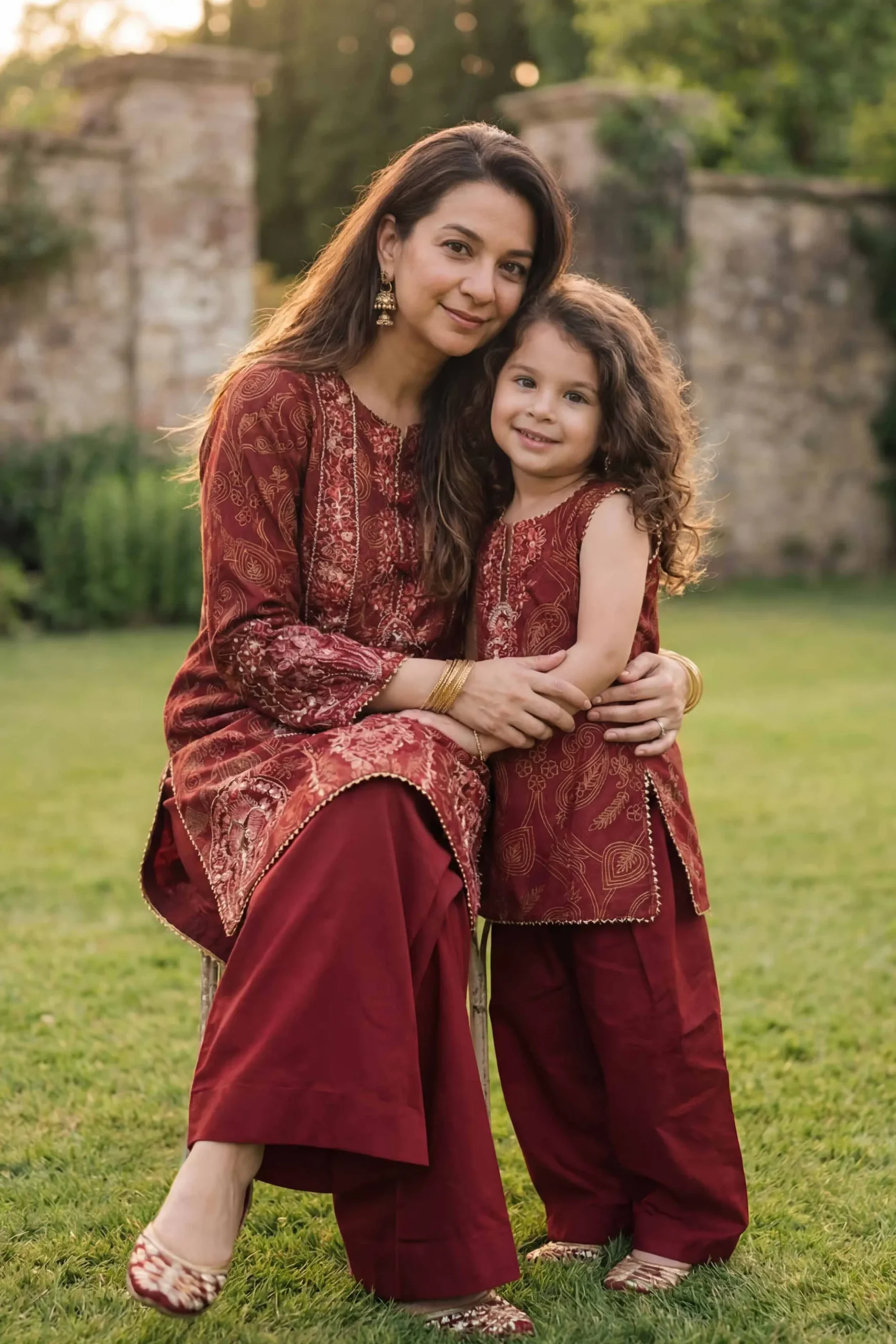 2 Piece - Printed Embroidered Suit - PMD26-01 M