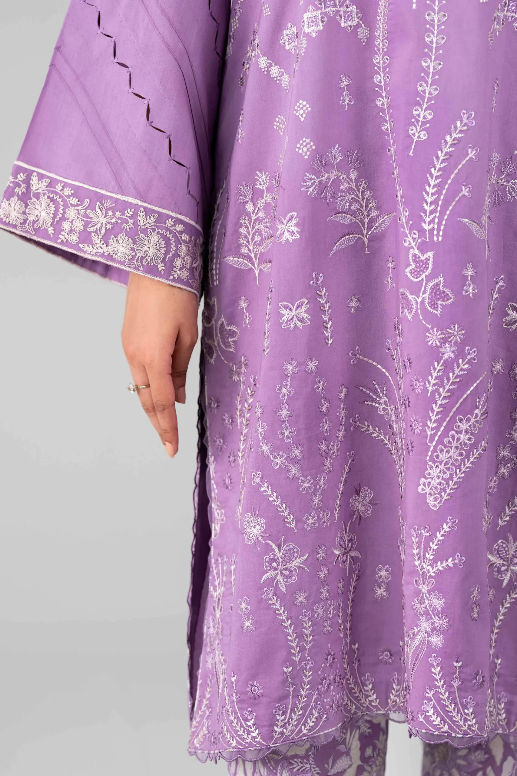 3 Piece - Printed Embroidered Suit - 42601793