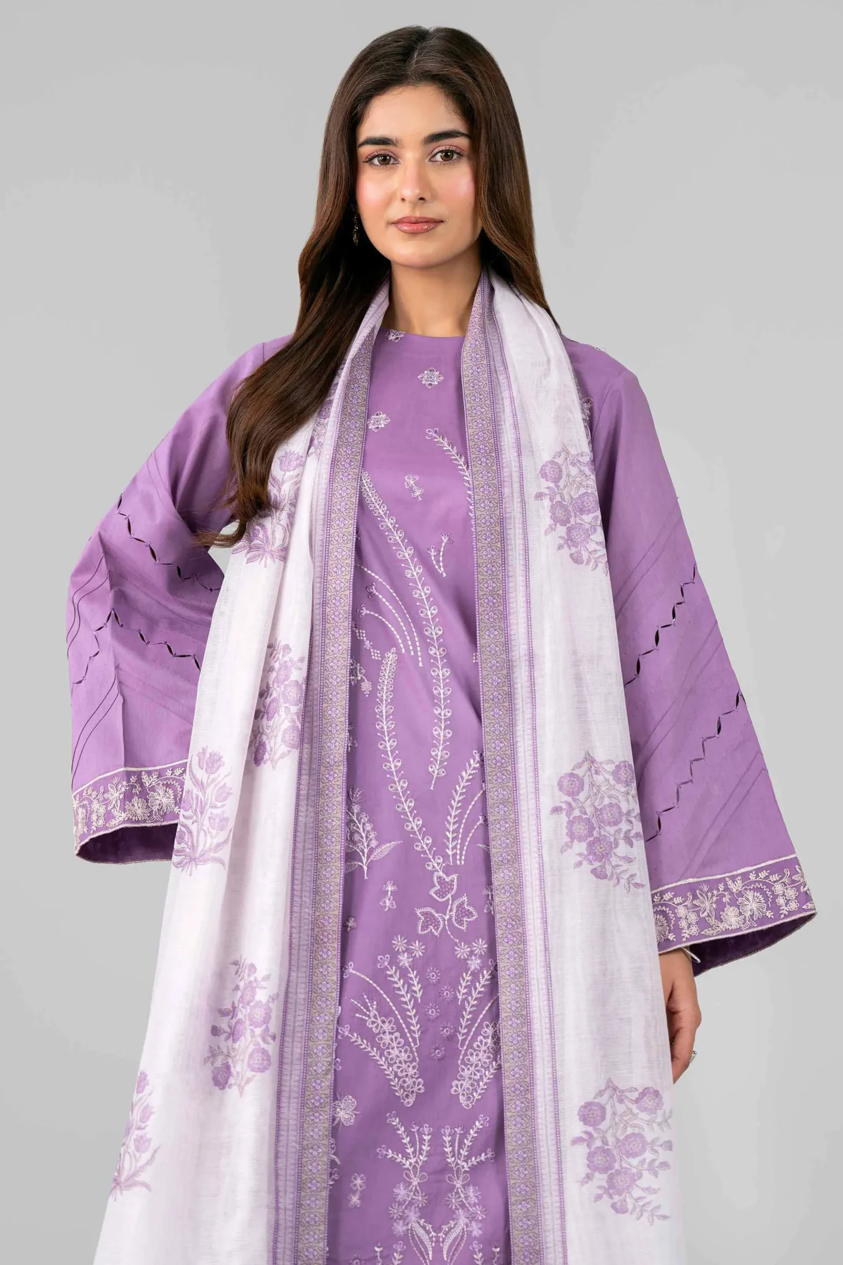 3 Piece - Printed Embroidered Suit - 42601793