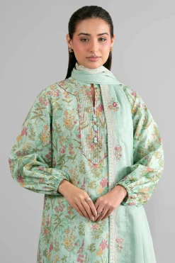 3 Piece - Printed Embroidered Suit - 42601721