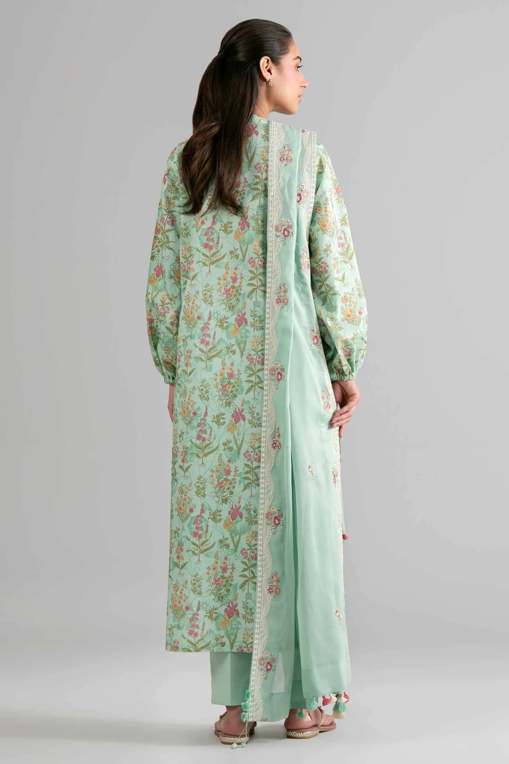 3 Piece - Printed Embroidered Suit - 42601721