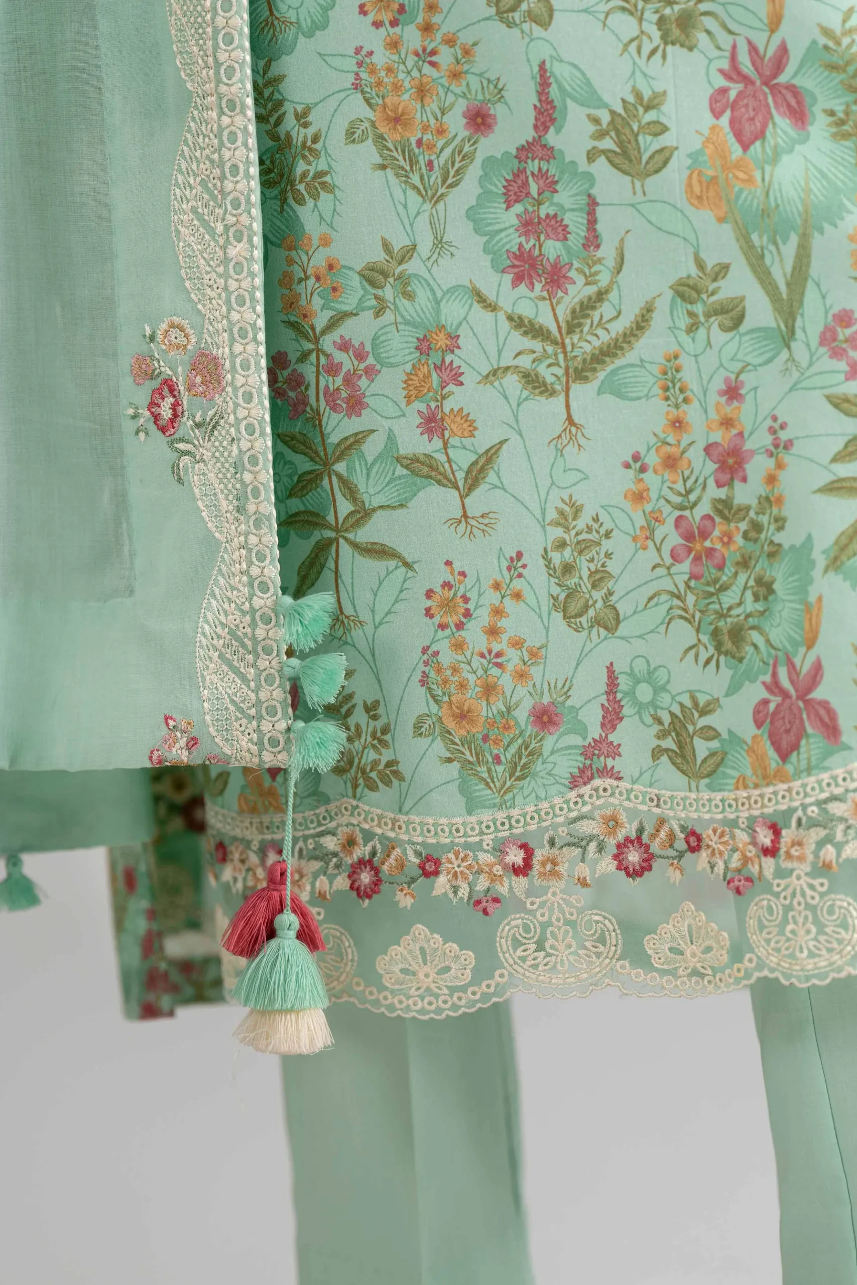 3 Piece - Printed Embroidered Suit - 42601721