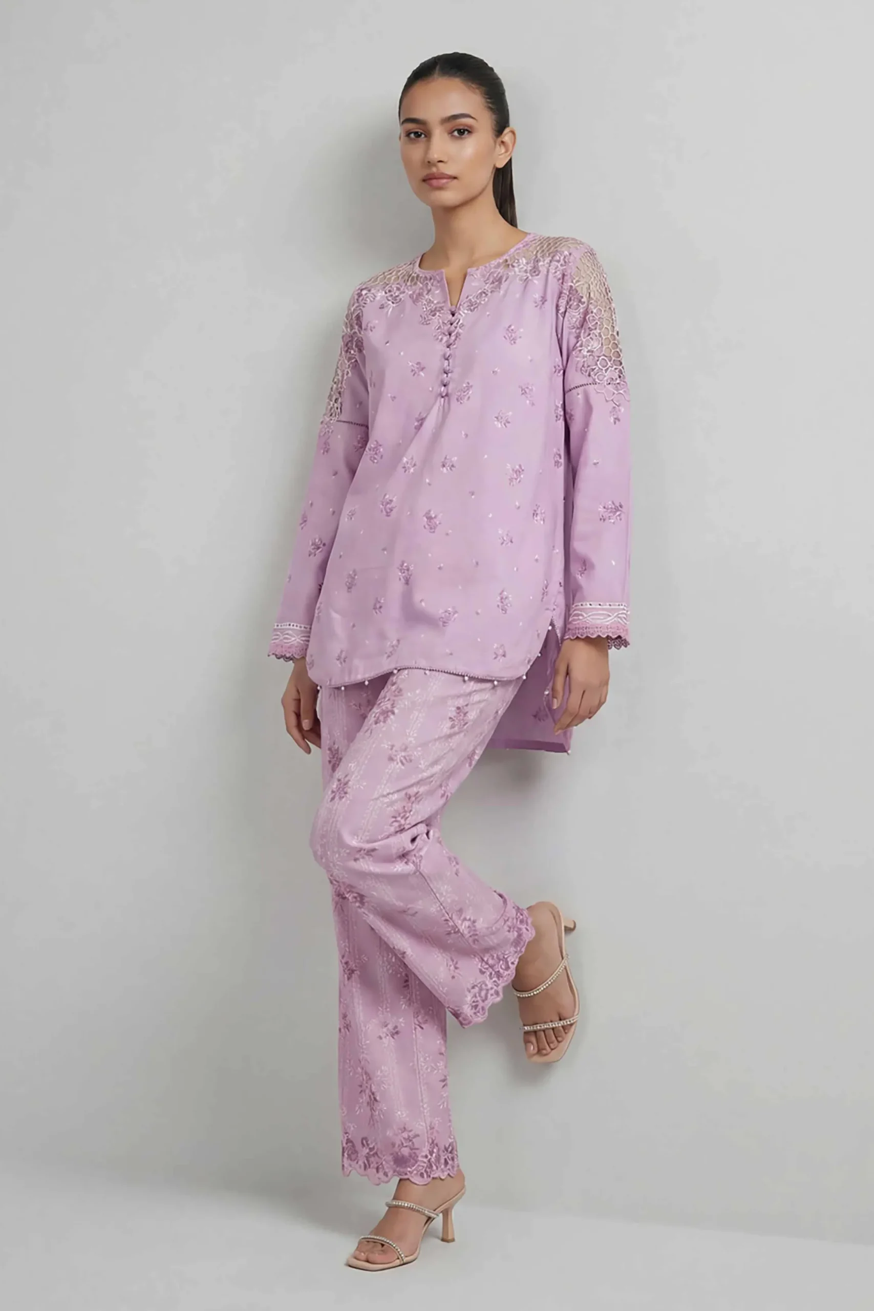 2 Piece - Printed Embroidered Suit - 42601666