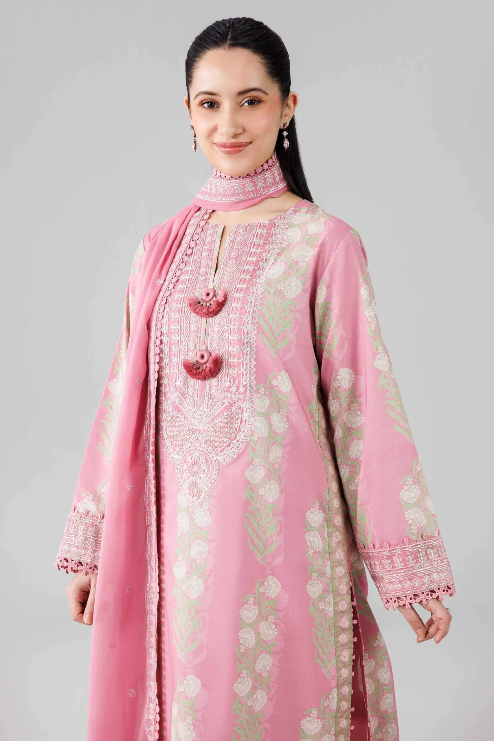 3 Piece - Printed Embroidered Suit - 42601818