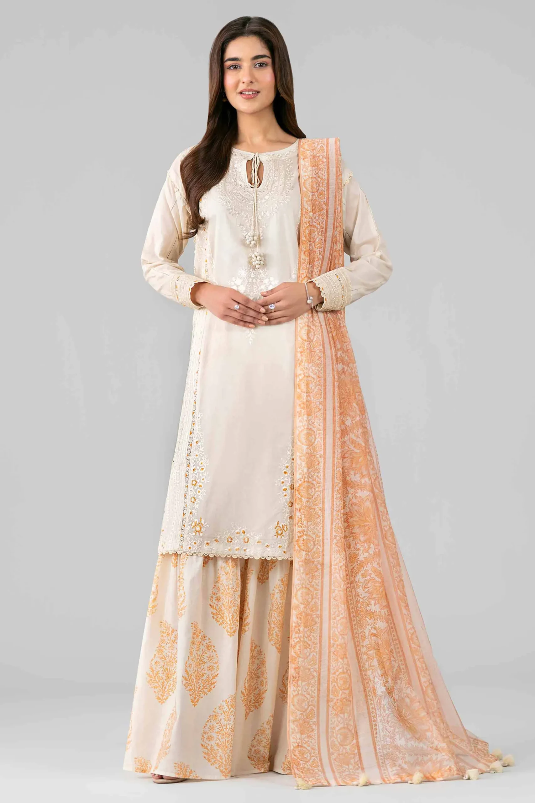 3 Piece - Printed Embroidered Suit - 42601789