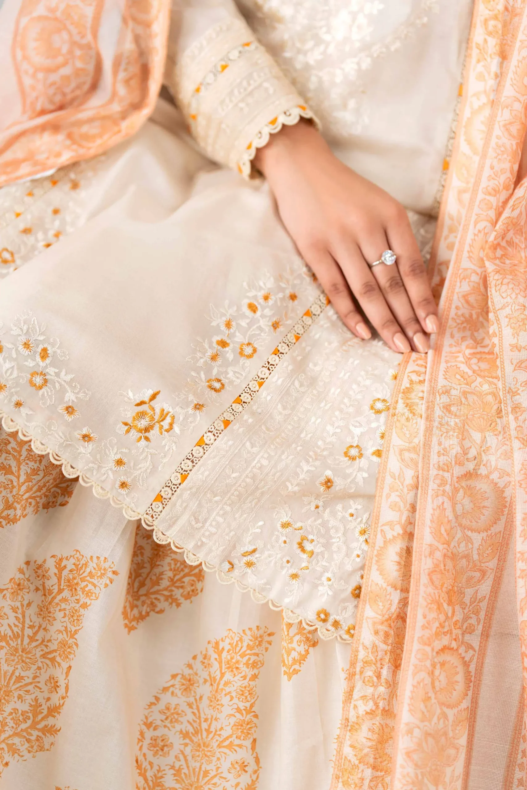 3 Piece - Printed Embroidered Suit - 42601789