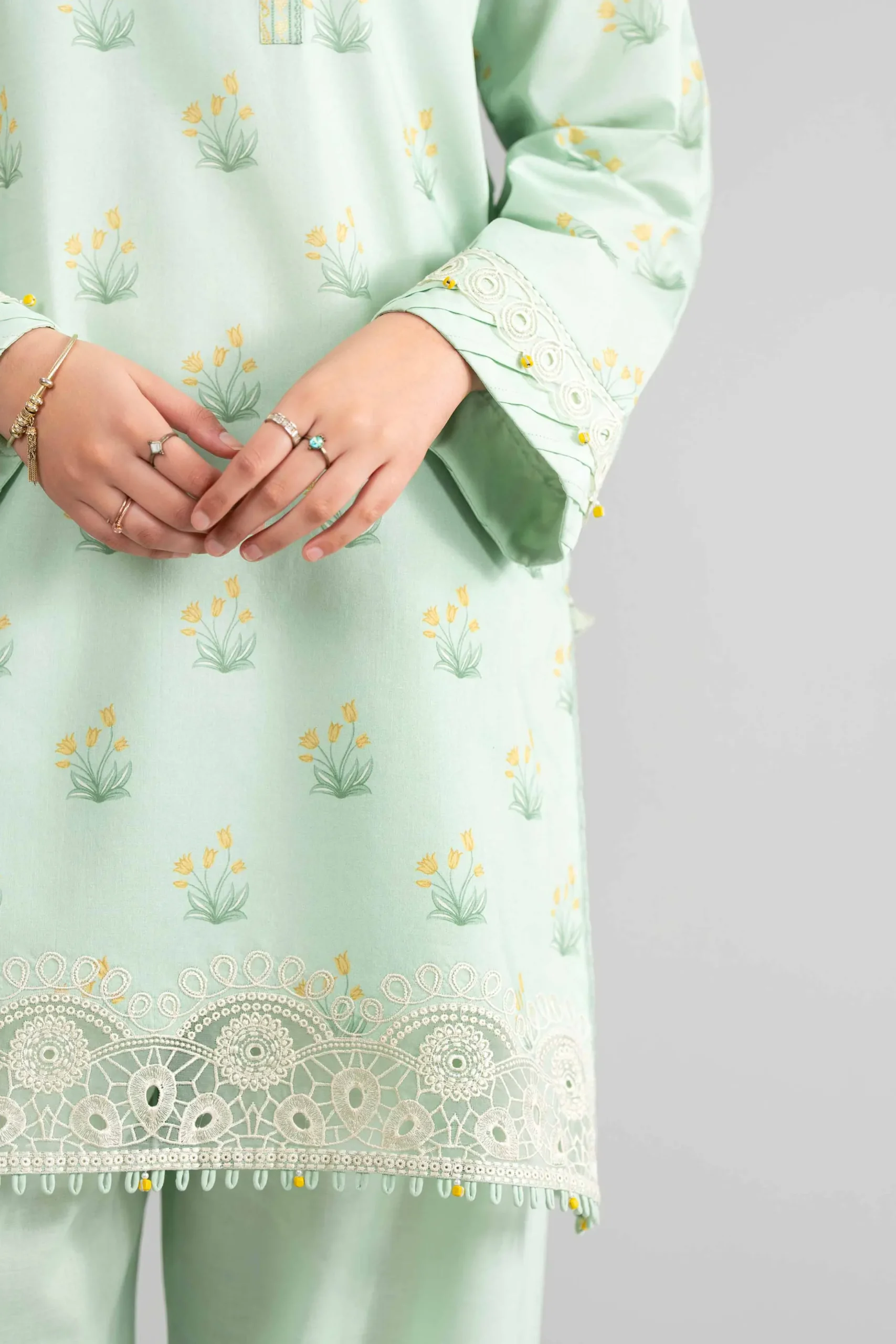 3 Piece - Printed Embroidered Suit - 42601861
