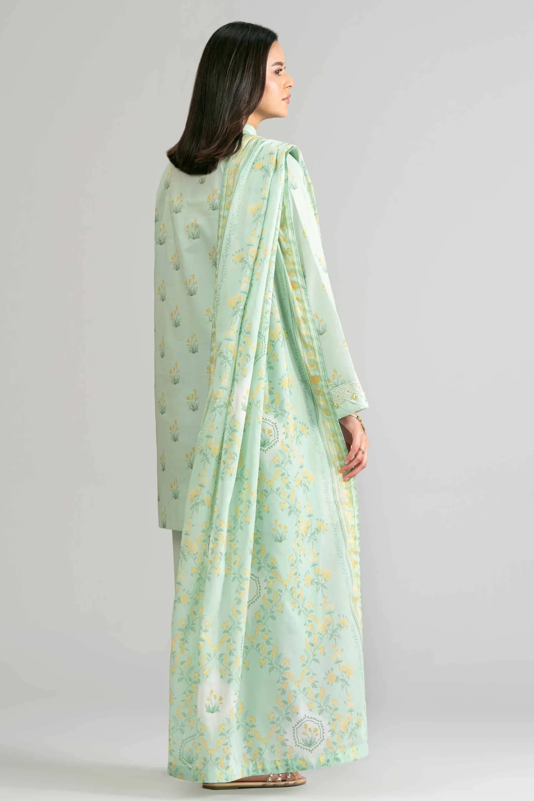 3 Piece - Printed Embroidered Suit - 42601861