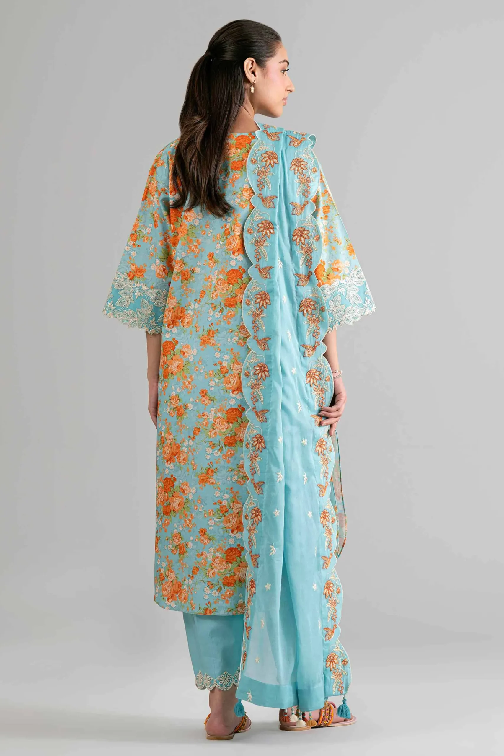 3 Piece - Printed Embroidered Suit - 42601719