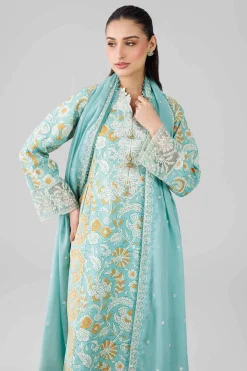 3 Piece - Printed Embroidered Suit - 42601817