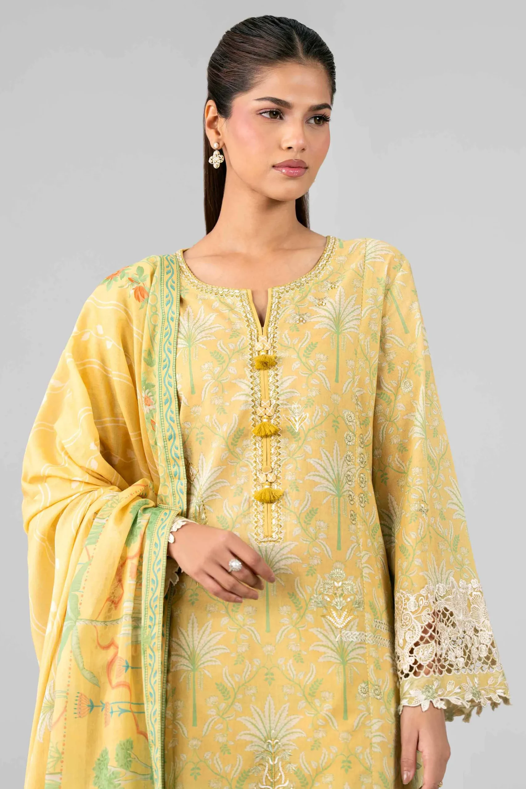 3 Piece - Printed Embroidered Suit - 42601782