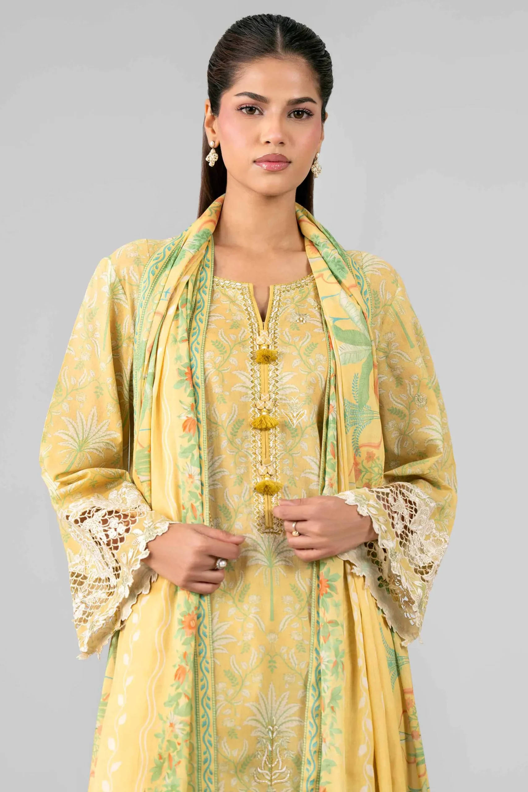 3 Piece - Printed Embroidered Suit - 42601782