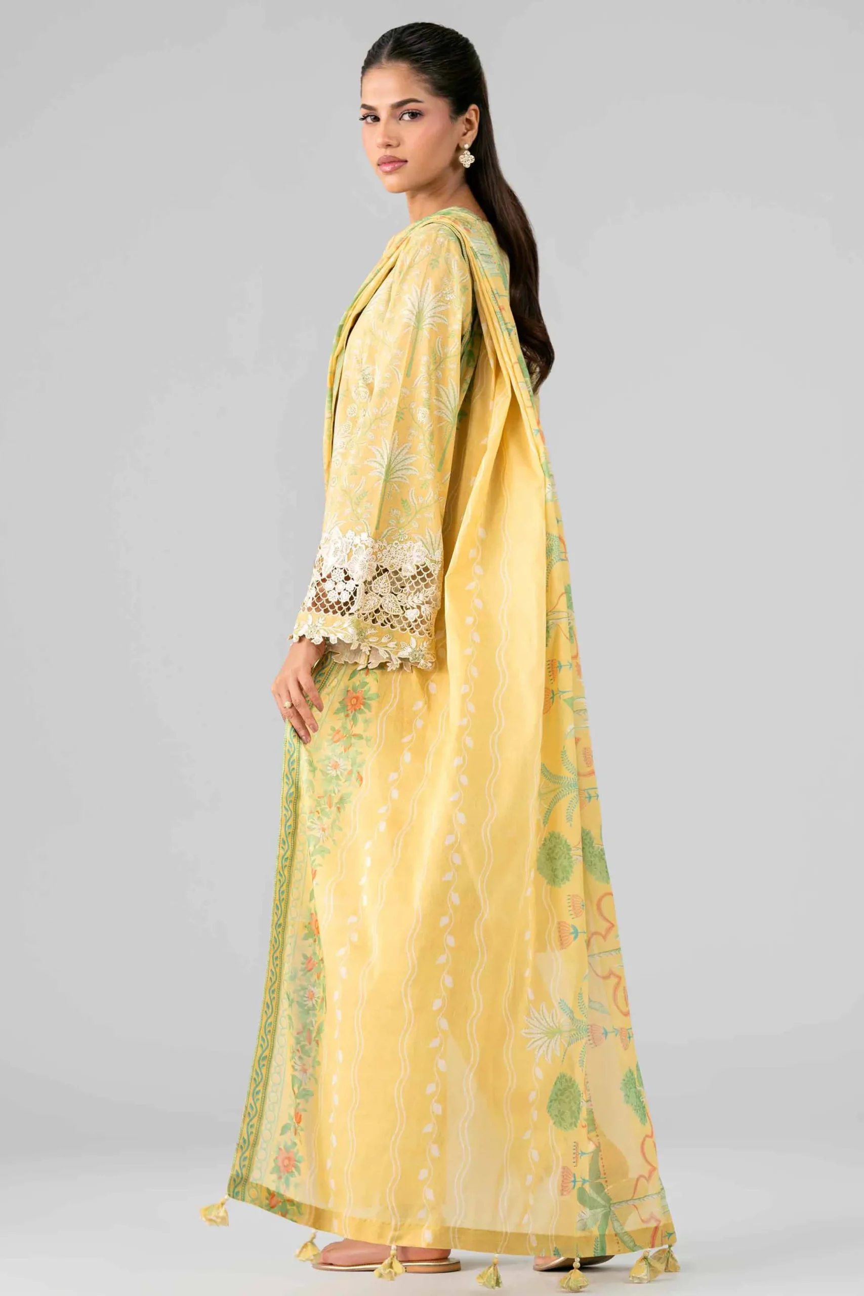 3 Piece - Printed Embroidered Suit - 42601782