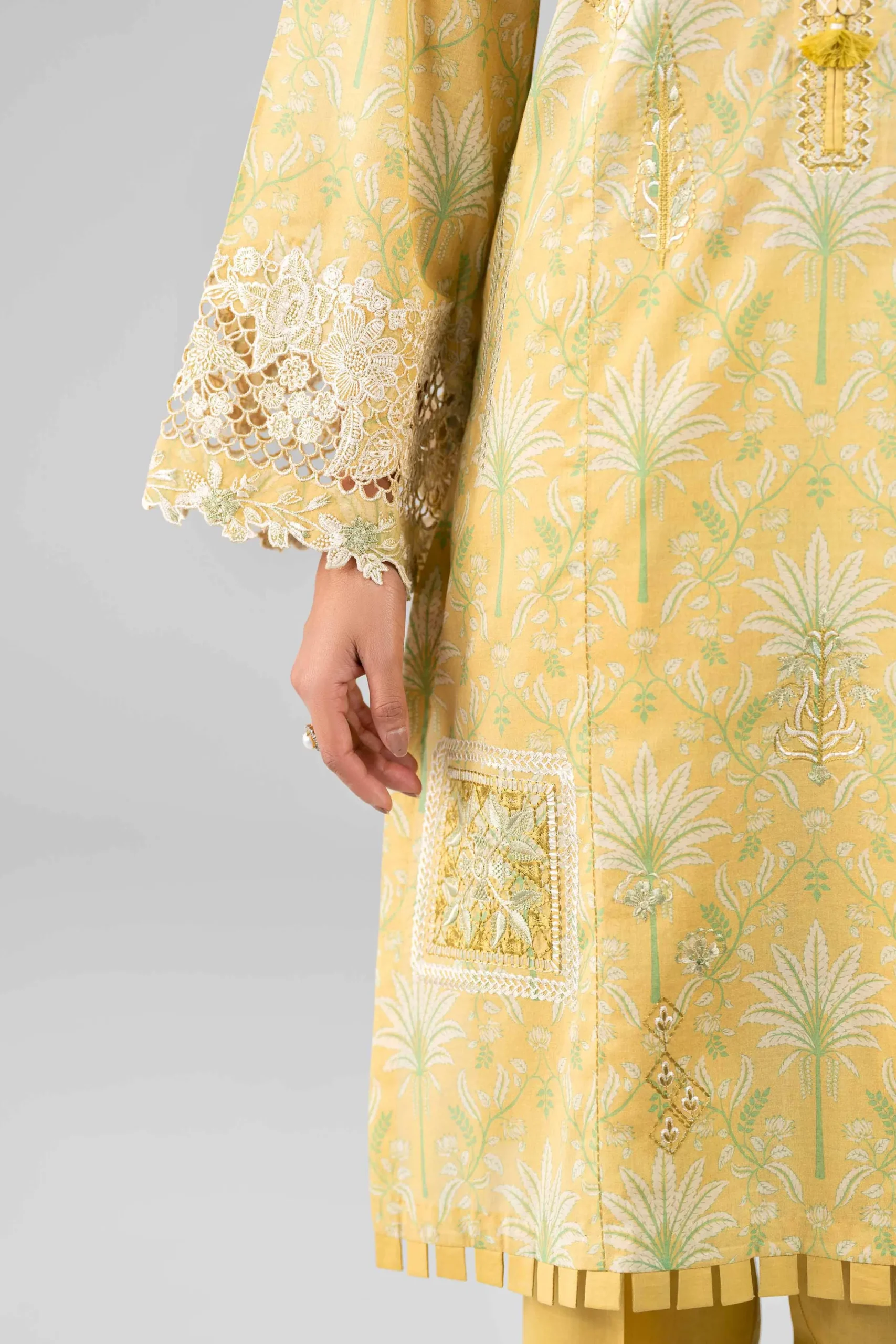 3 Piece - Printed Embroidered Suit - 42601782