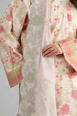 3 Piece - Printed Embroidered Suit - 42601722
