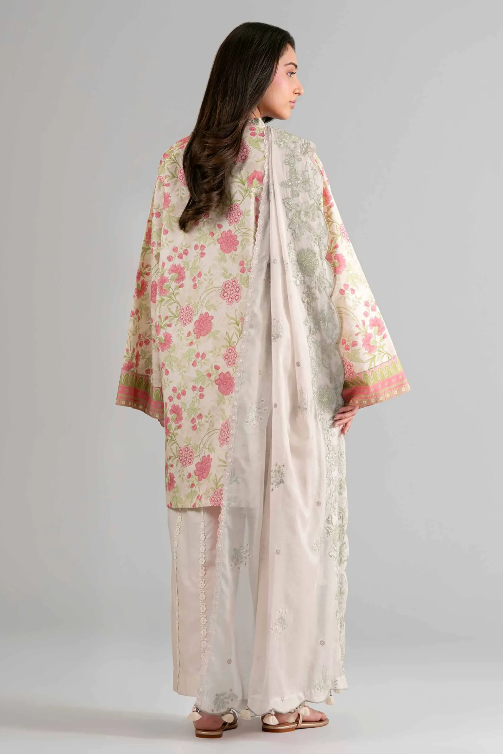 3 Piece - Printed Embroidered Suit - 42601722