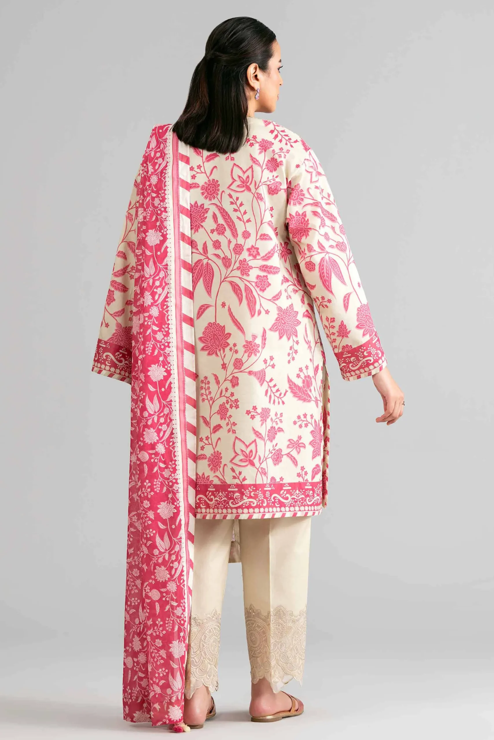 3 Piece - Printed Embroidered Suit - 42601858