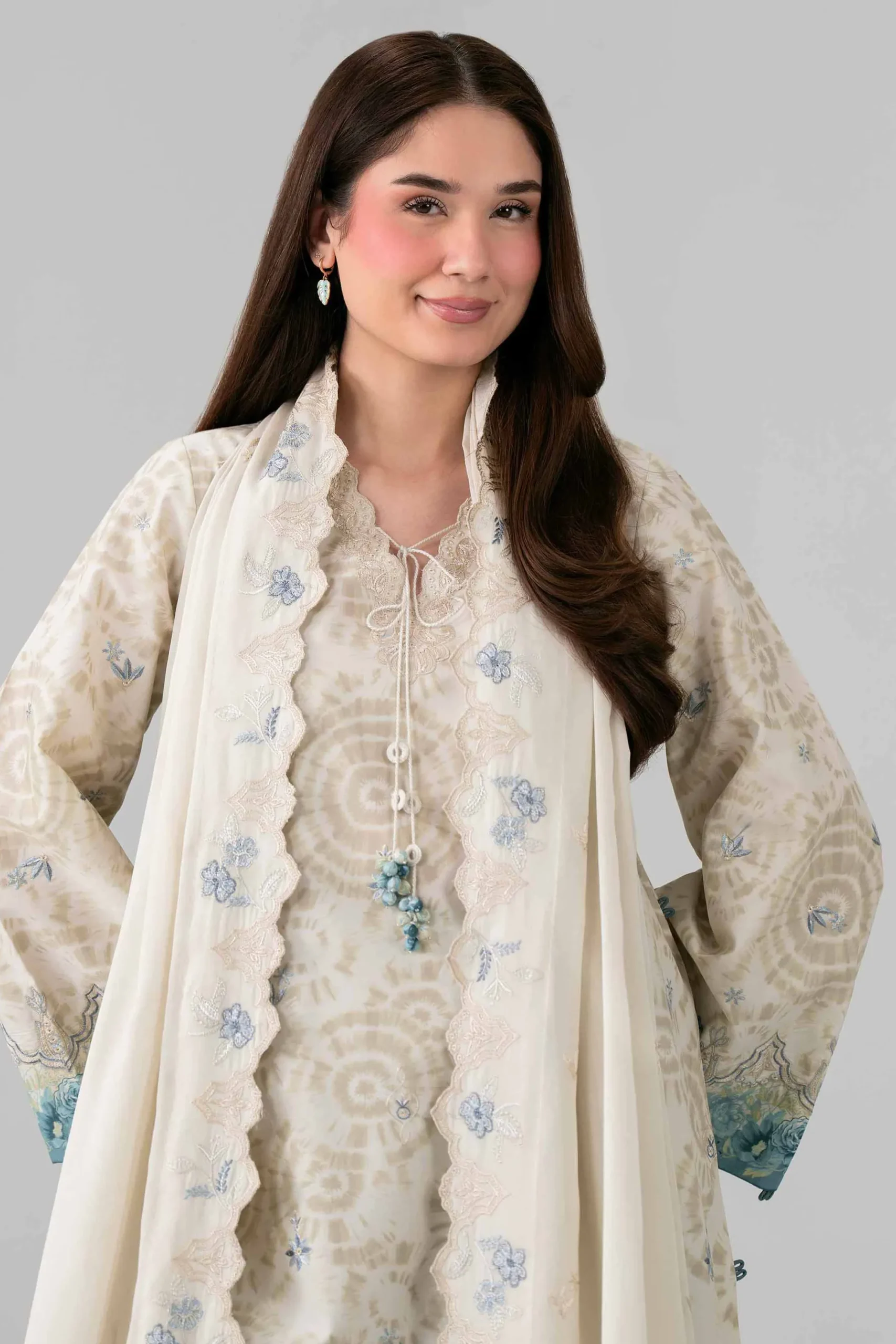 3 Piece - Printed Embroidered Suit - 42601807