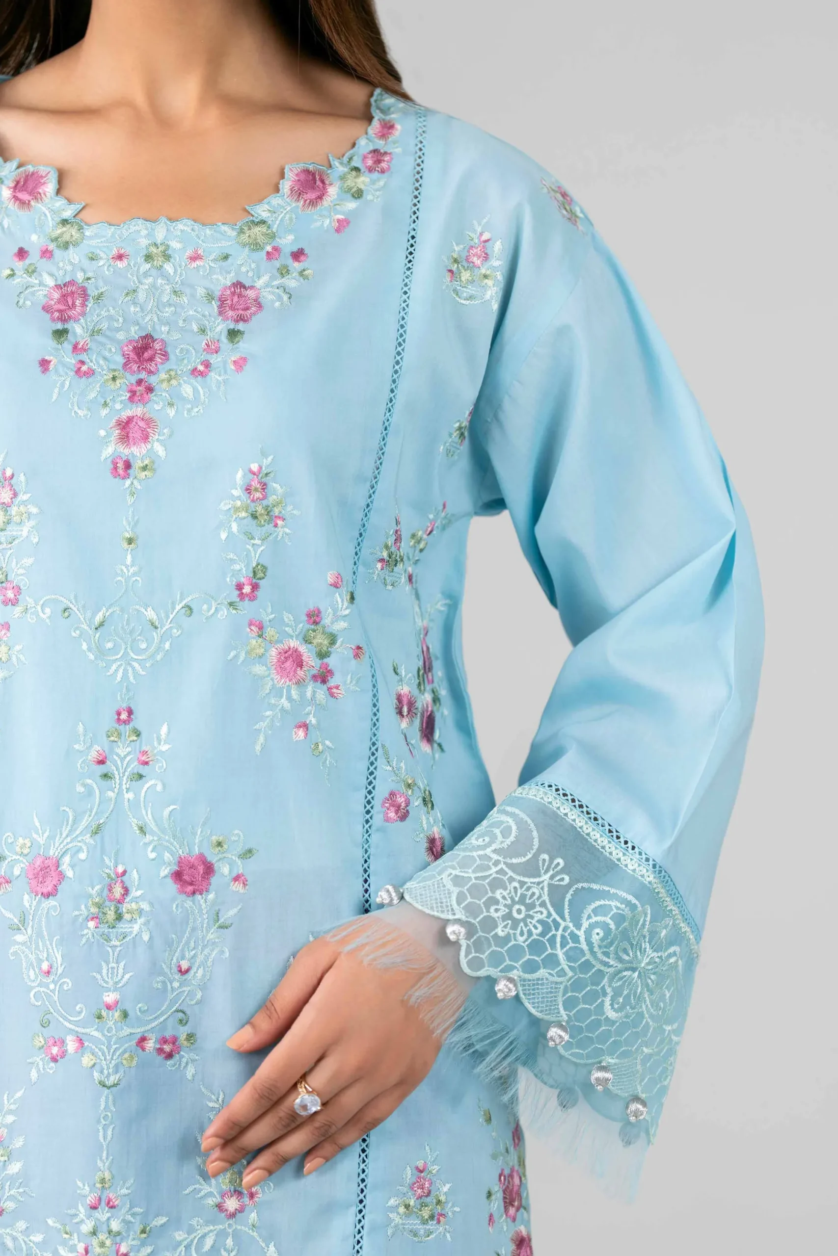 3 Piece - Printed Embroidered Suit - 42601791