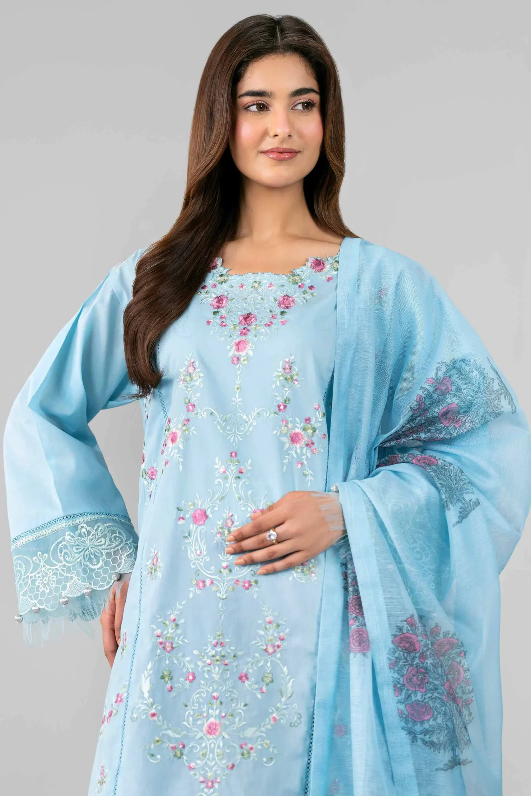3 Piece - Printed Embroidered Suit - 42601791